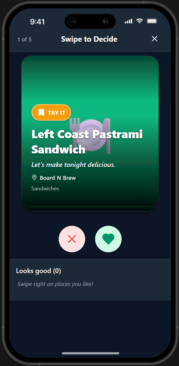 Swipe to decide what to eat